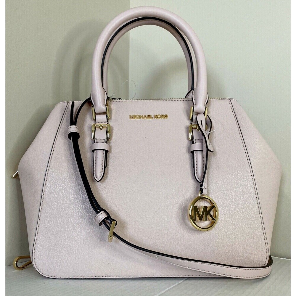 New Michael Kors Charlotte Large Satchel Leather Powder Blush